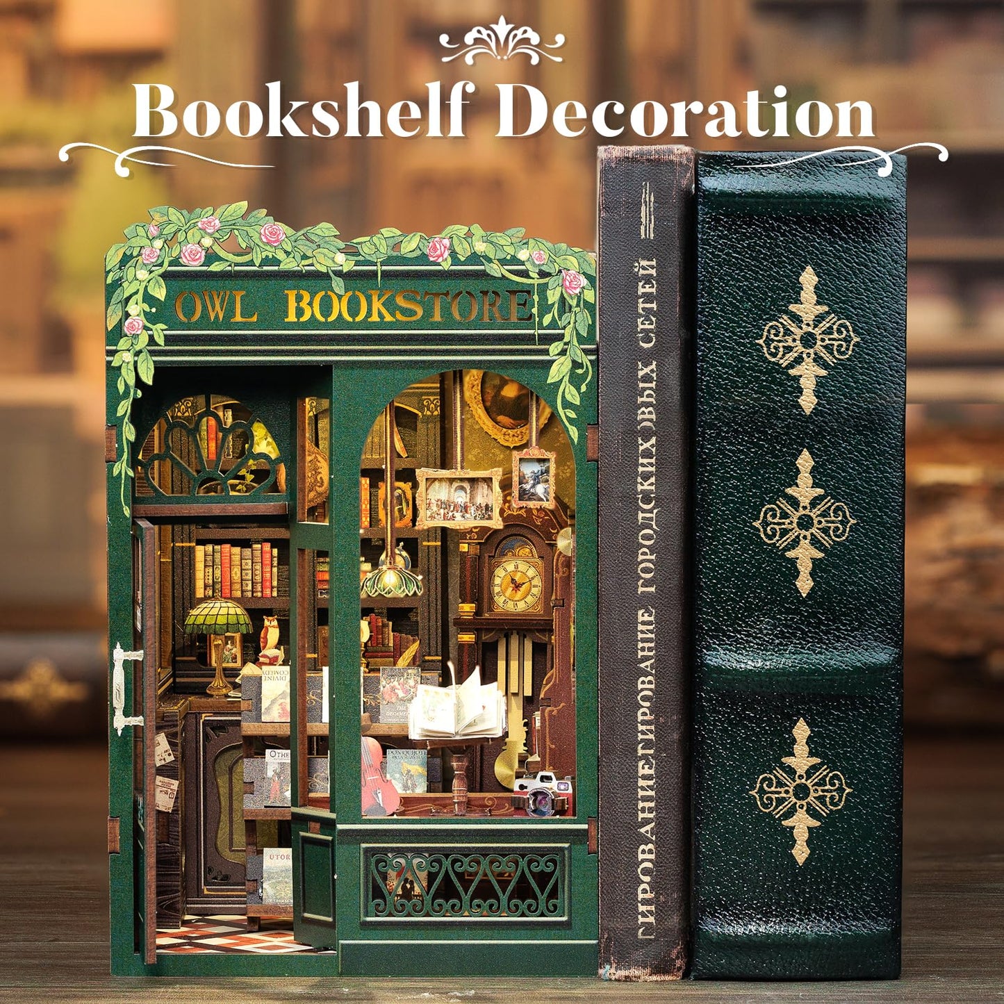 CUTEBEE Book Nook Kit - DIY Miniature House Dollhouse Kit for mature-themed and Teens  Booknook Bookshelf Decor Alley Model Build with LED Light  Gifts for Family and Friends
