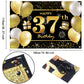 IMISI 37th Happy Birthday Banner - Black Polyester Birthday Decorations for Men