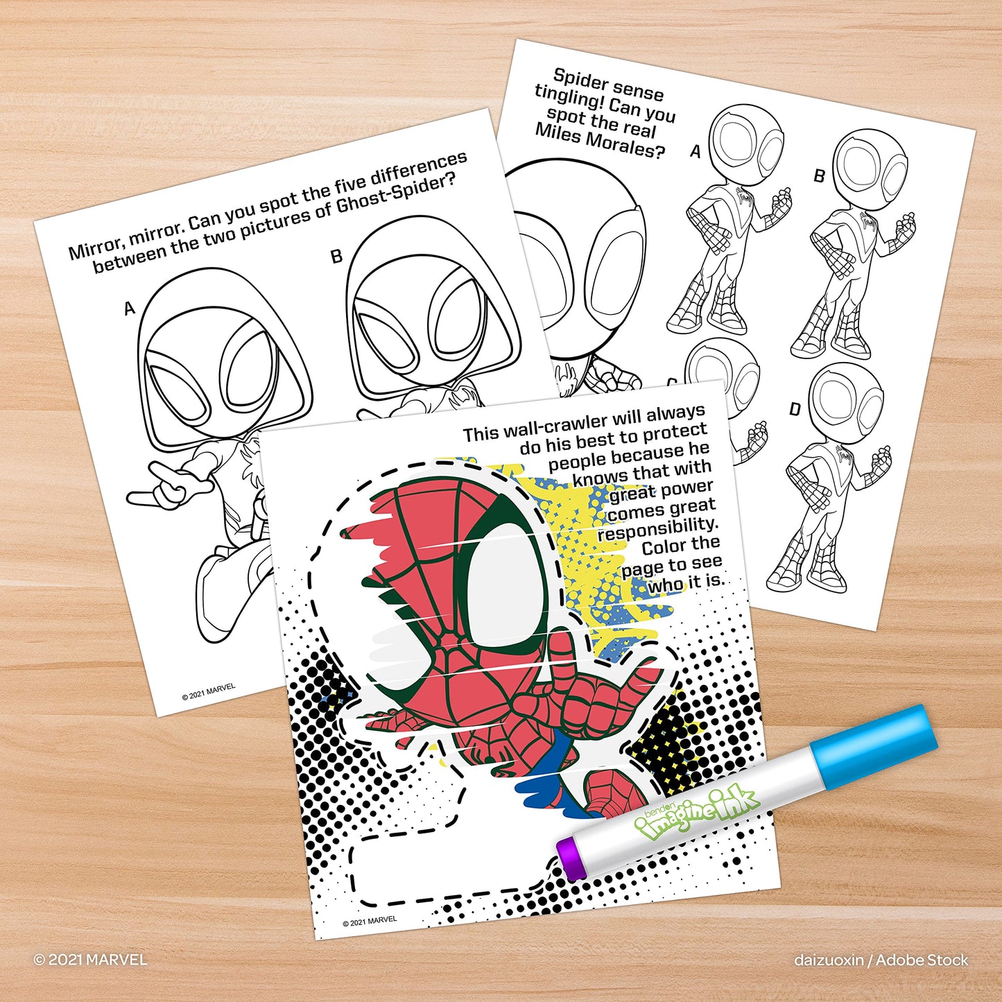 Marvel Spidey and His Amazing Friends Coloring Book - 20 Pages, Mess-Free Marker, Multicolor, Model 50837