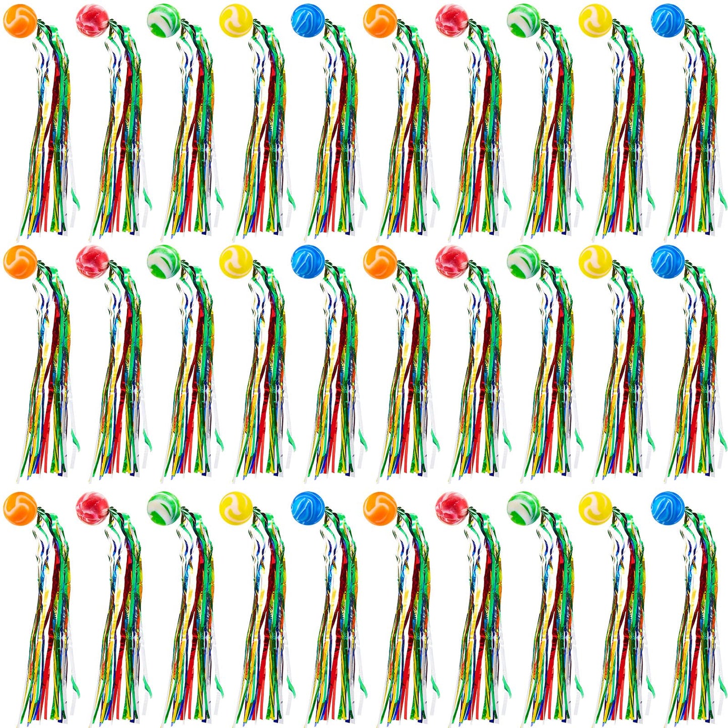 Hungdao 10 Pcs Bouncy Balls Party Favors for Kids Goodie Bags Filler Large Rubber Bouncy Balls with Colorful Streamers Rainbow P