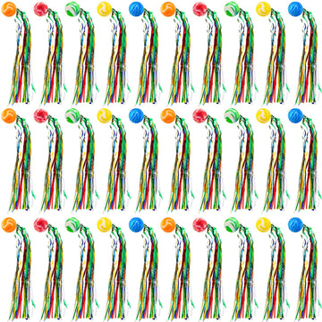 Hungdao 10 Pcs Bouncy Balls Party Favors for Kids Goodie Bags Filler Large Rubber Bouncy Balls with Colorful Streamers Rainbow P