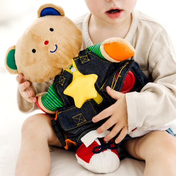 Melissa & Doug Teddy Wear Educational Plush Bear Toy, Zipper & Button Learning, Model 9169, Multi-color, 1 EA