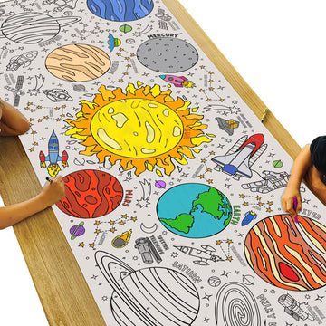 Tiny Expressions Giant Coloring Poster For Kids - Rolled, No Creases 30' X 72' Jumbo Paper Banner Or Table Cover For School Parties - Large Pages For Children To Color On Floor Or Wall (Outer Space)