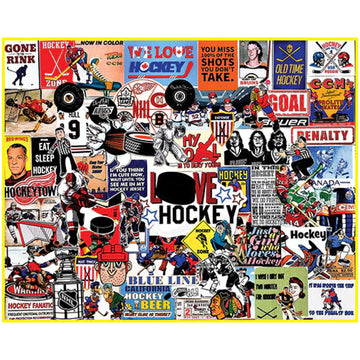 White Mountain 1000 Piece Jigsaw Puzzle - I Love Hockey, Engineered Wood, Model 1770pz