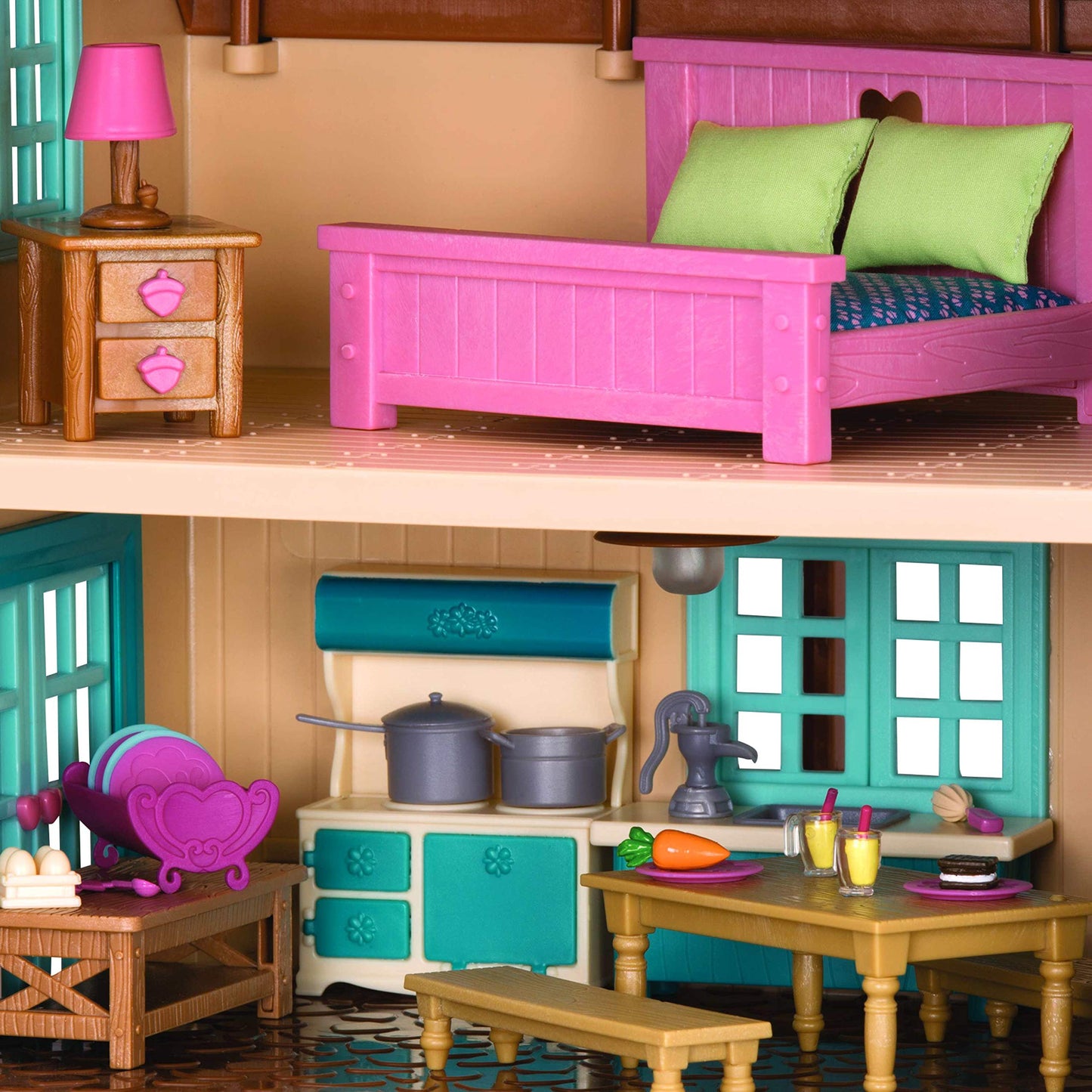 Li'L Woodzeez - Adorable Small Rhino Figurines Family Set, 4 Pieces Animal Toys With Storybook Included, Collectible Miniatures