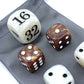 Luck Lab Backgammon Pearl Dice Set - 22 mm Doubling Cube Plus Four 16 mm Dice with Storage Bag, Brown/White Marbelized