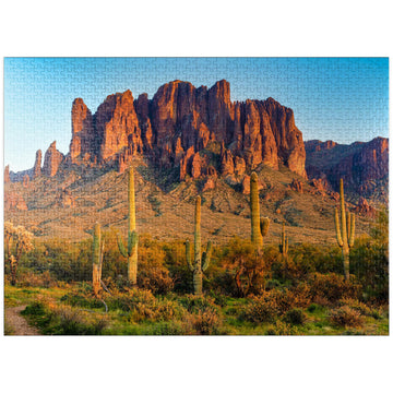 Mypuzzle The Superstition Mountains And Sonoran Desert Landscape At Sunset In Lost Dutchman State Park, Arizona - Premium 1000 P