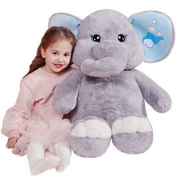 Ikasa Giant Elephant Stuffed Animal Plush Toy,Large 30' Cute Jumbo Soft Toys,Huge Big Size Fluffy Plushy Fat Oversized Plushie,Gifts For Kids