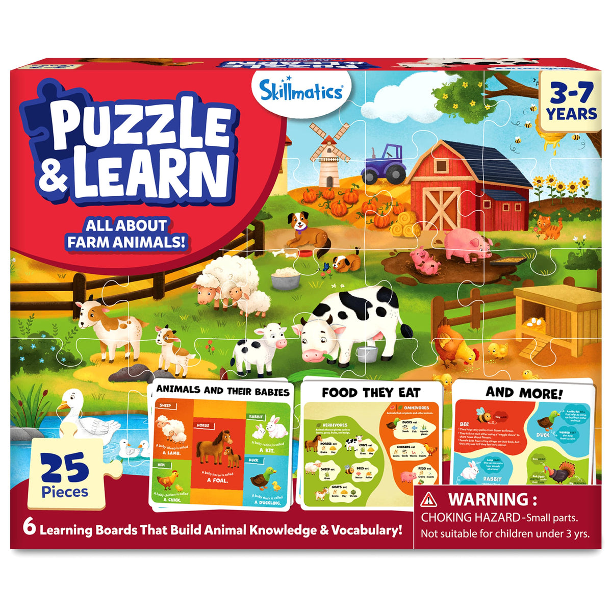 Skillmatics Puzzle & Learn  Farm Animals, 25Piece Jigsaw Puzzle
