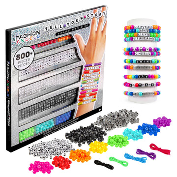 Fashion Angels Tell Your Story DIY Bead Set: Over 800 Charms & Alphabet Beads for Bracelet Making. Perfect Kids Bracelet Kit for