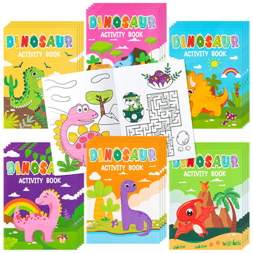 Japbor 24Pcs Dinosaur Activity Coloring Books For Kids Party Favors, Mini Dino Art Color Pages Drawing Booklet Supplies, Birthda