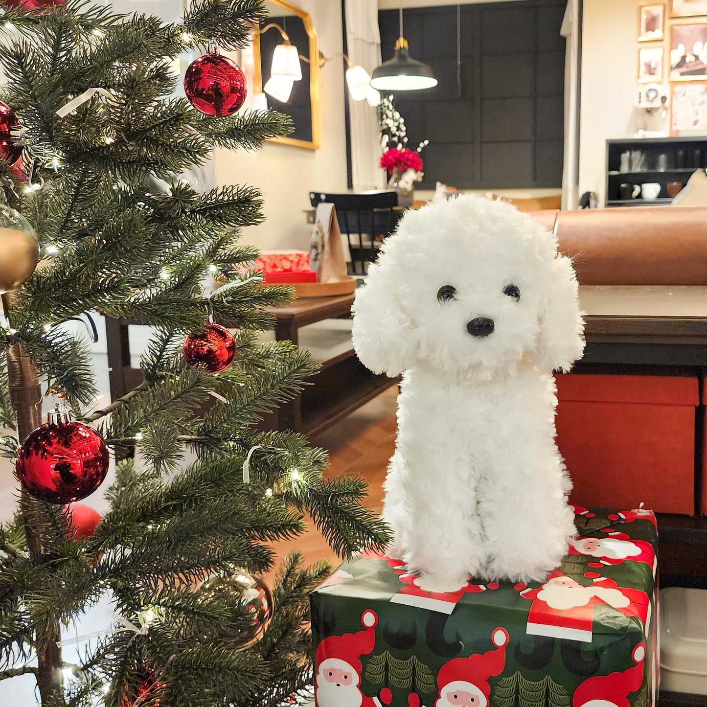 Weigedu White Toy Poodle Stuffed Animal - Bichon Frise Maltese White Labradoodle Plush Toy For Kids And Babies - Perfect Birthday & Easter Gift, 12.6'