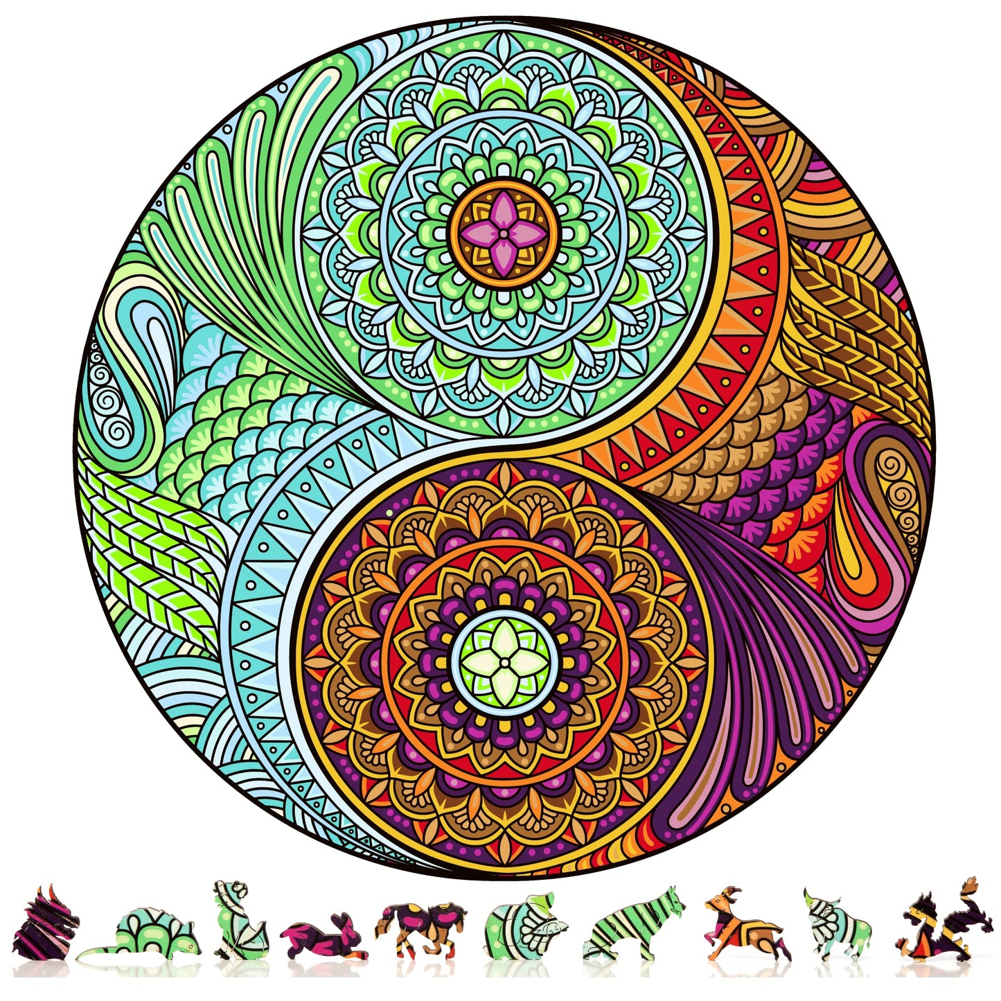 ZenChalet - Yin Yang 500 Piece Puzzles for mature-themeds - Wooden Puzzle for mature-themeds  enhanced Wooden Puzzle with Durable Construction - Brain Teaser Puzzle