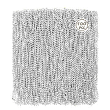 100 Pcs Mardi Gras Beads Bulk, 33'' Round Xmas Beaded Necklaces, Metallic Christmas Beads, Parade Throw Accessories Set For Fest