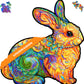 Unidragon Original Wooden Jigsaw Puzzles - Precious Rabbit, 106 Pieces, Small Size 8.6'X9', Beautiful Gift Package, Unique Shape Best Gift For Adults And Kids