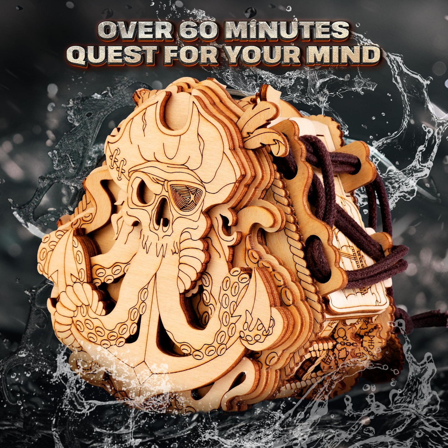 ESC WELT Blackbeard's Compass 3D Escape Room Puzzle Box - Wooden Brainteaser Money Box - Multicoloured