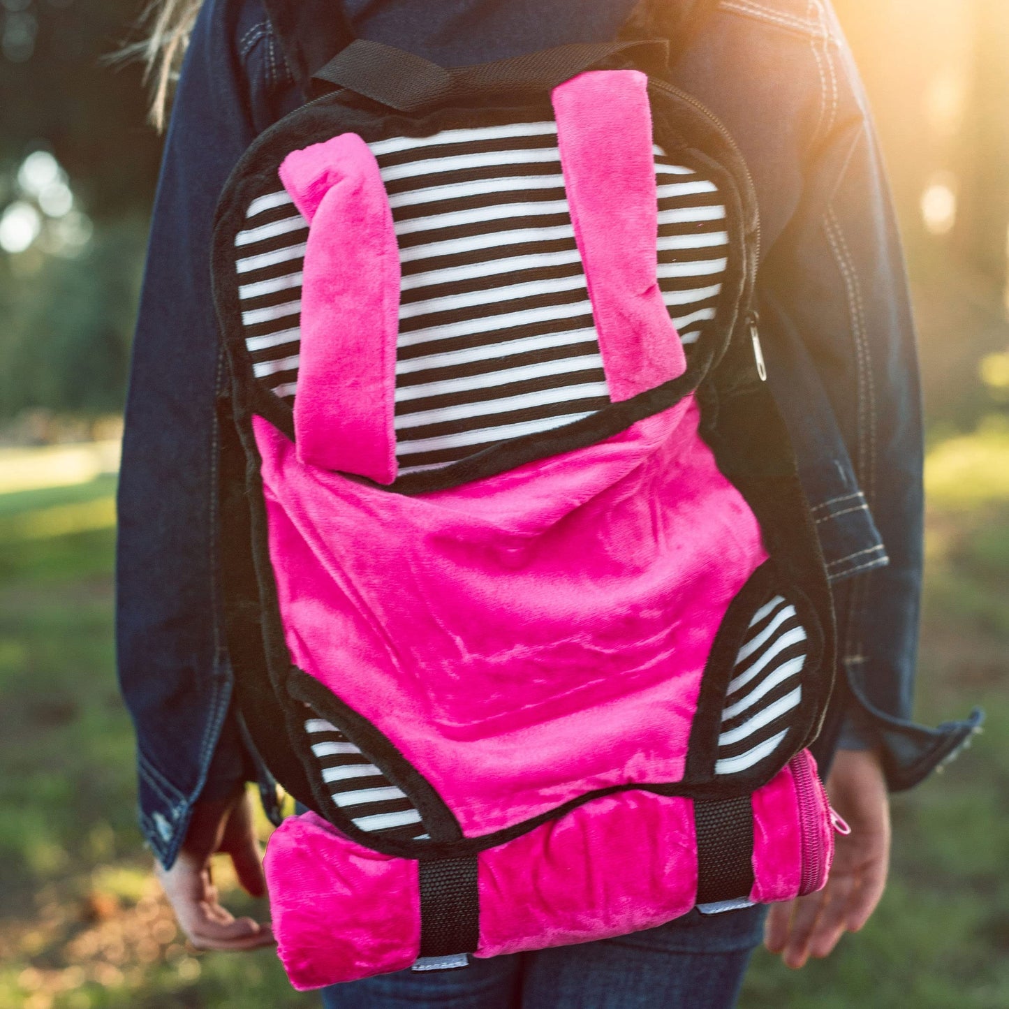 The Queen'S Treasures Pink, White And Black Doll Carrier Backpack And Doll Sleeping Bag, Compatible With 18' American Girl & 15 In Bitty Babies. Doll Not Included