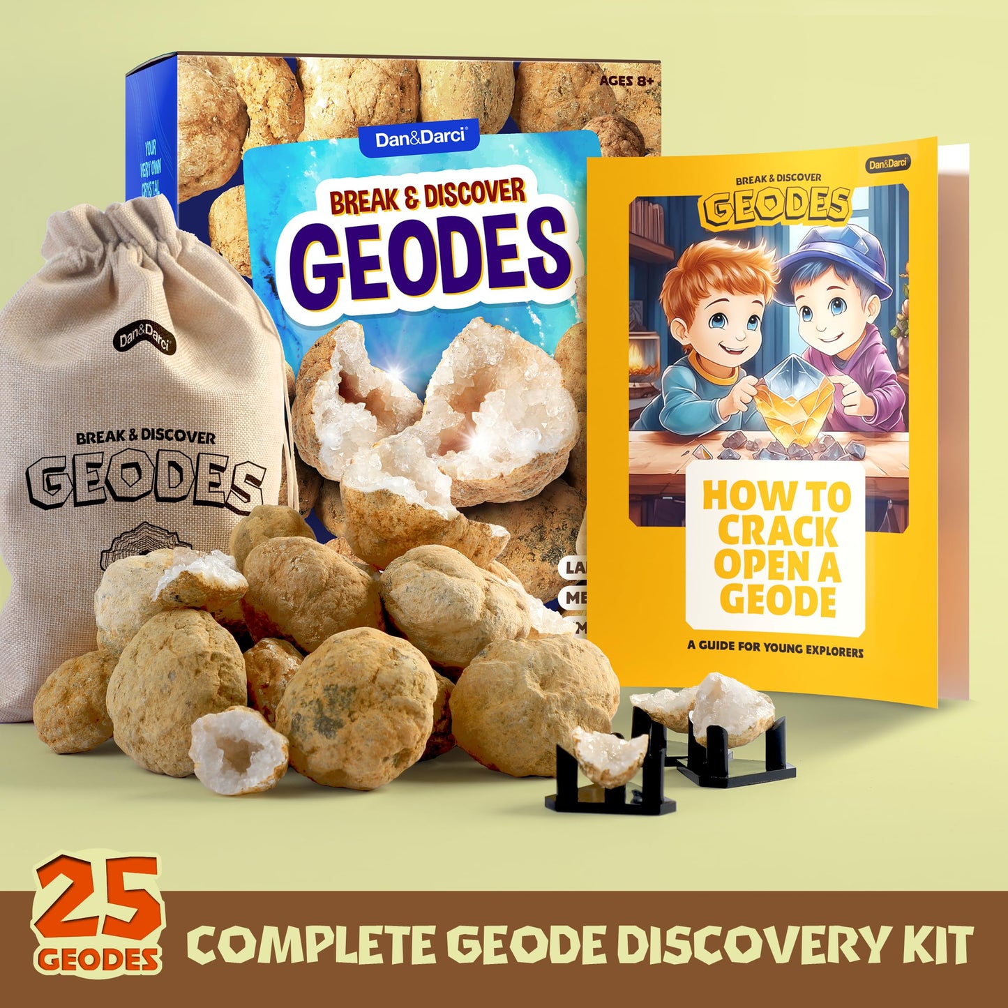 Break Your Own Geodes - Hollow White Moroccan 1' - 2.5' Large, Medium, Small Geode For Kids - Science Kits For Kid Ages 8-12, 8-10, 12-14 Age - Discovery Toys Gifts