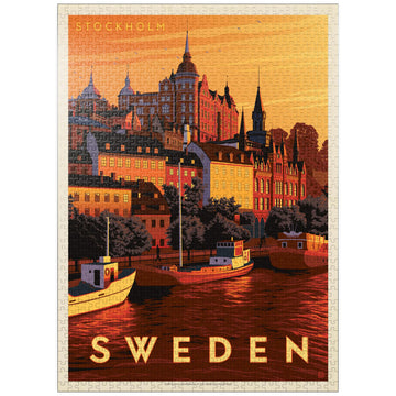 MyPuzzle Sweden: Stockholm  Vintage Poster - enhanced 1000 Piece Jigsaw Puzzle for mature-themeds