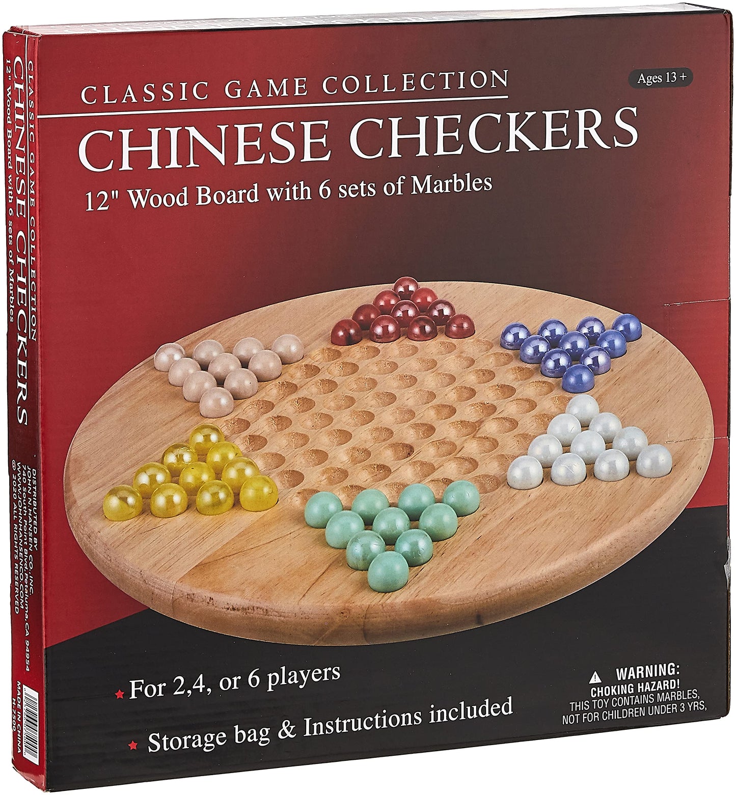 Classic Game Collection Chinese Checkers - Medium Multi-color Wood Set, Model H-7500