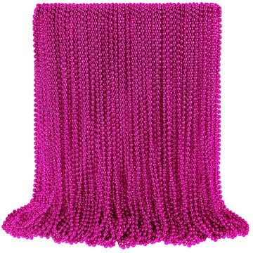 Shaoqinlin 100Pcs Breast Cancer Awareness Necklaces, Hot Pink Plastic Beads, 33'' Unisex Adult Necklace, Breast Cancer Awareness