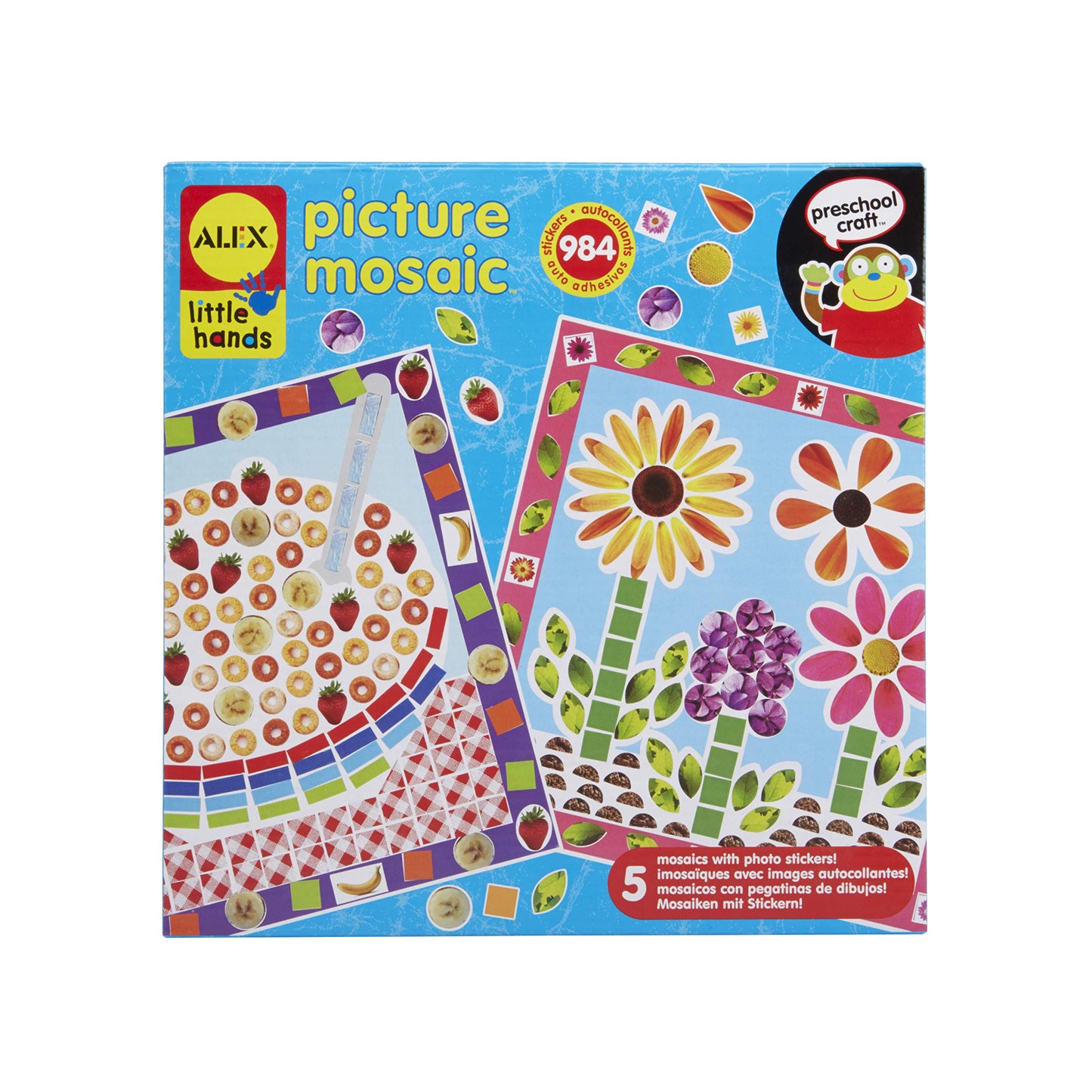 Alex Toys: Little Hands, Picture Mosaic, Kids Toddler Art and Craft Activity, Peel and Stick 5 Mosaics with Colorful Photo Stick