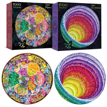 Antelope 2 In 1 1000 Piece Puzzle Bundle - Hue Wormhole - 1000 Piece Jigsaw Puzzle Bundle With Gem Mandala- 1000 Piece Jigsaw Puzzle
