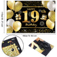 IMISI 19th Birthday Banner - Polyester Decorations for Men, Happy Birthday Backdrop, 19-Age Design