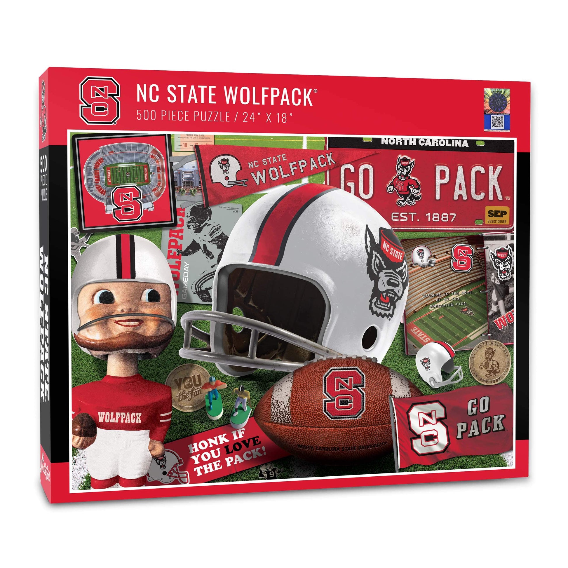 YouTheFan NCAA NC State Wolfpack Retro Series Puzzle - 500 Pieces, Large, Team Colors