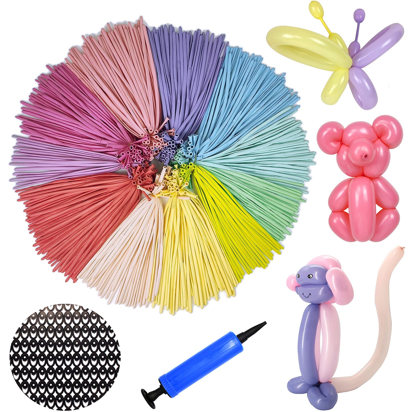 LXZFCRG Premium Latex Twisting Balloons, 5.1" Multicolor Pack of 100 for Birthday, Wedding, and Festival Parties
