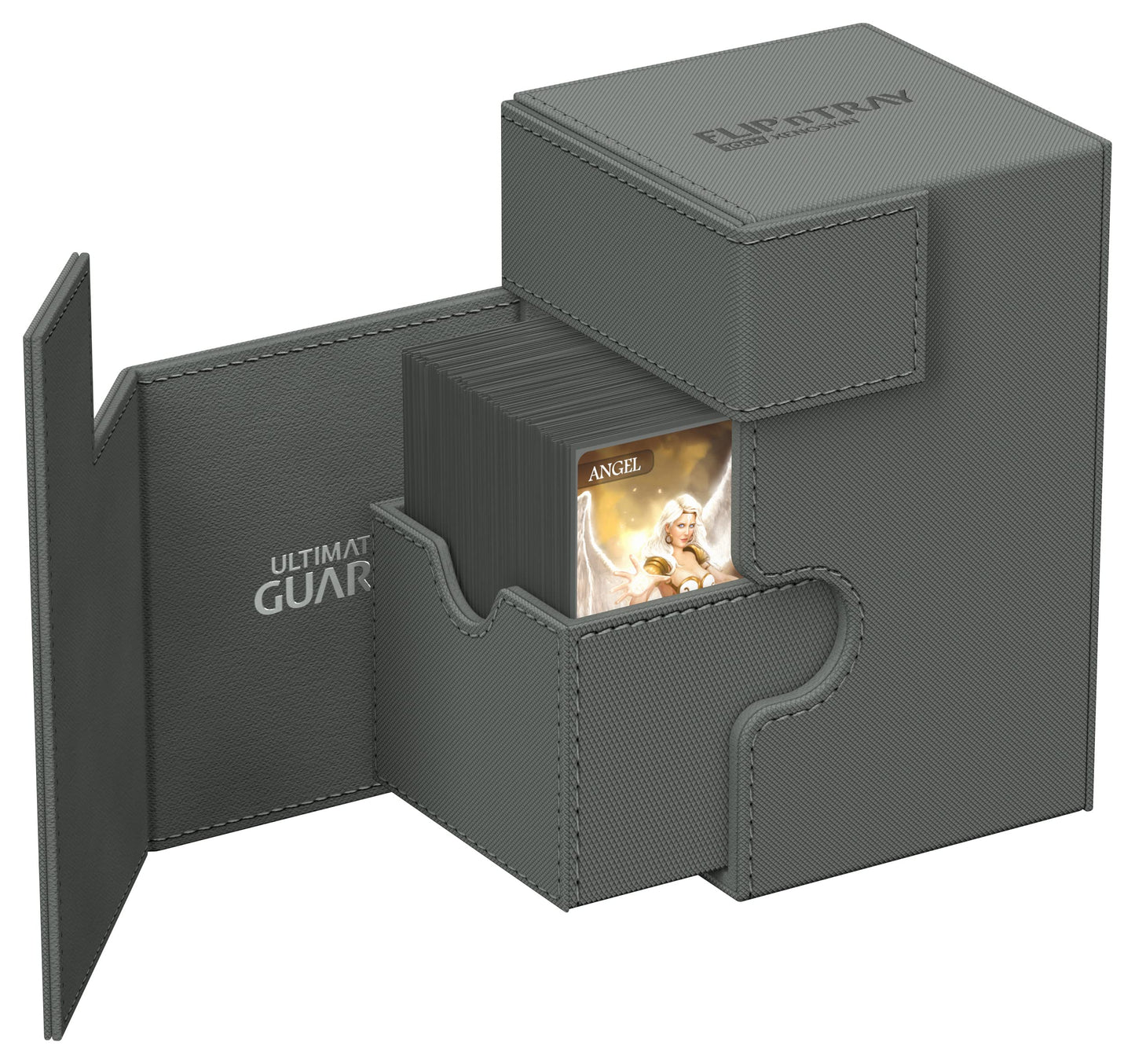 Ultimate Guard Flip'N'Tray 100+, Deck Case For 100 Double-Sleeved Tcg Cards + Dice Tray, Grey, Independent Magnetic Closure & Microfiber Inner Lining
