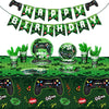 172 Pieces Video Game Party Decoration Set Game Happy Birthday Banner Gamer Party Supplies Plastic Tablecloth Paper Plates Table