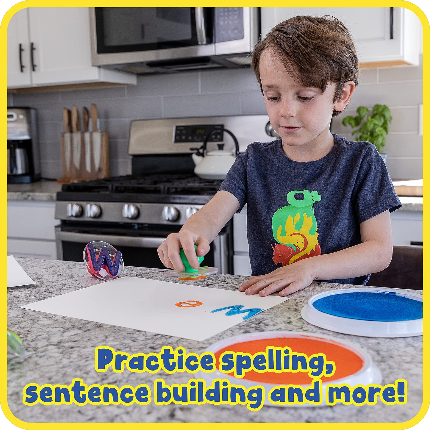 READY 2 LEARN Giant Stampers - Alphabet - Uppercase - Set of 28 - Easy to Hold Foam Stamps for Kids - Arts and Crafts Stamps for