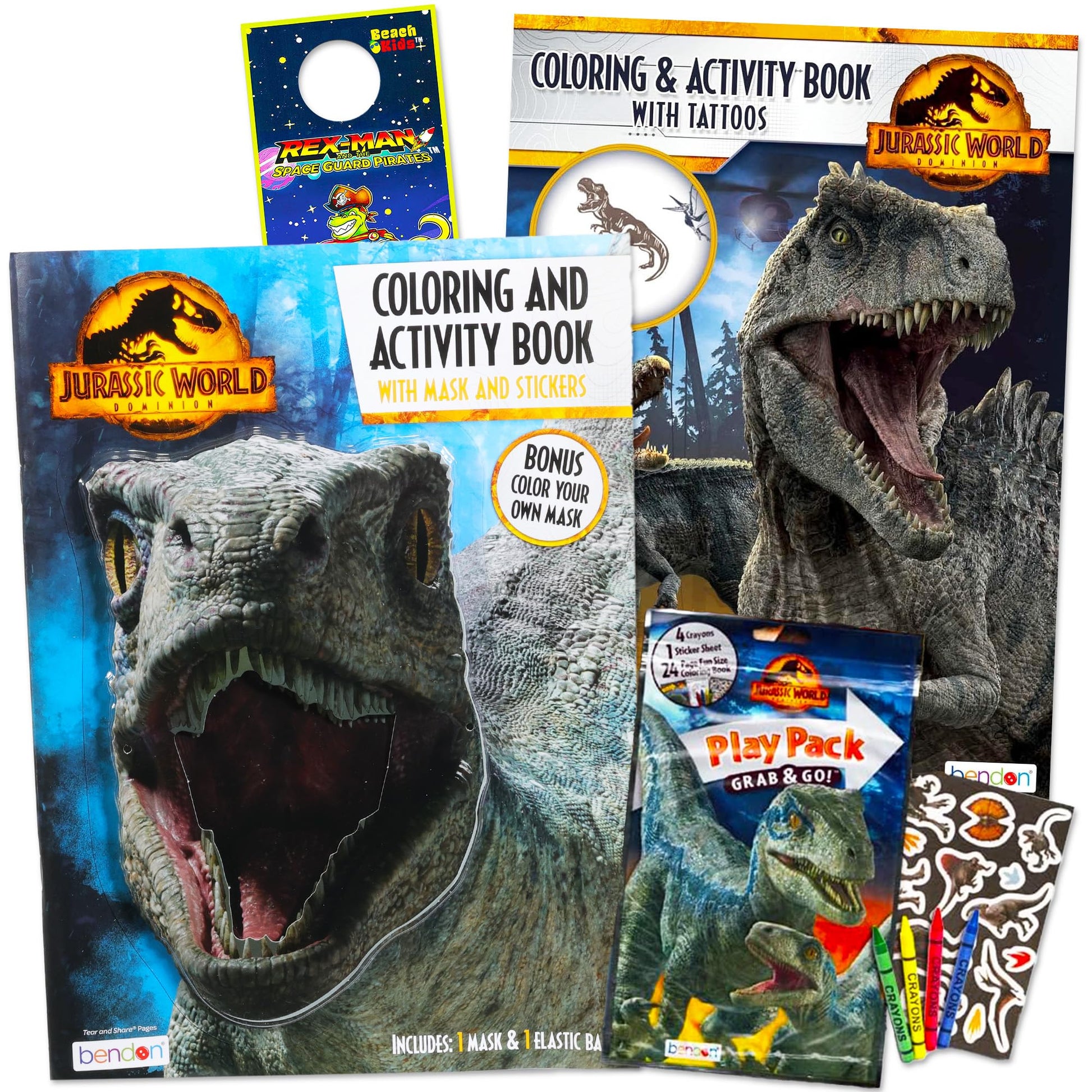 Jurassic World Coloring Book Set with Stickers and Posters (3 Books)