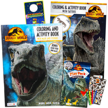 Jurassic World Coloring Book Set with Stickers and Posters (3 Books)