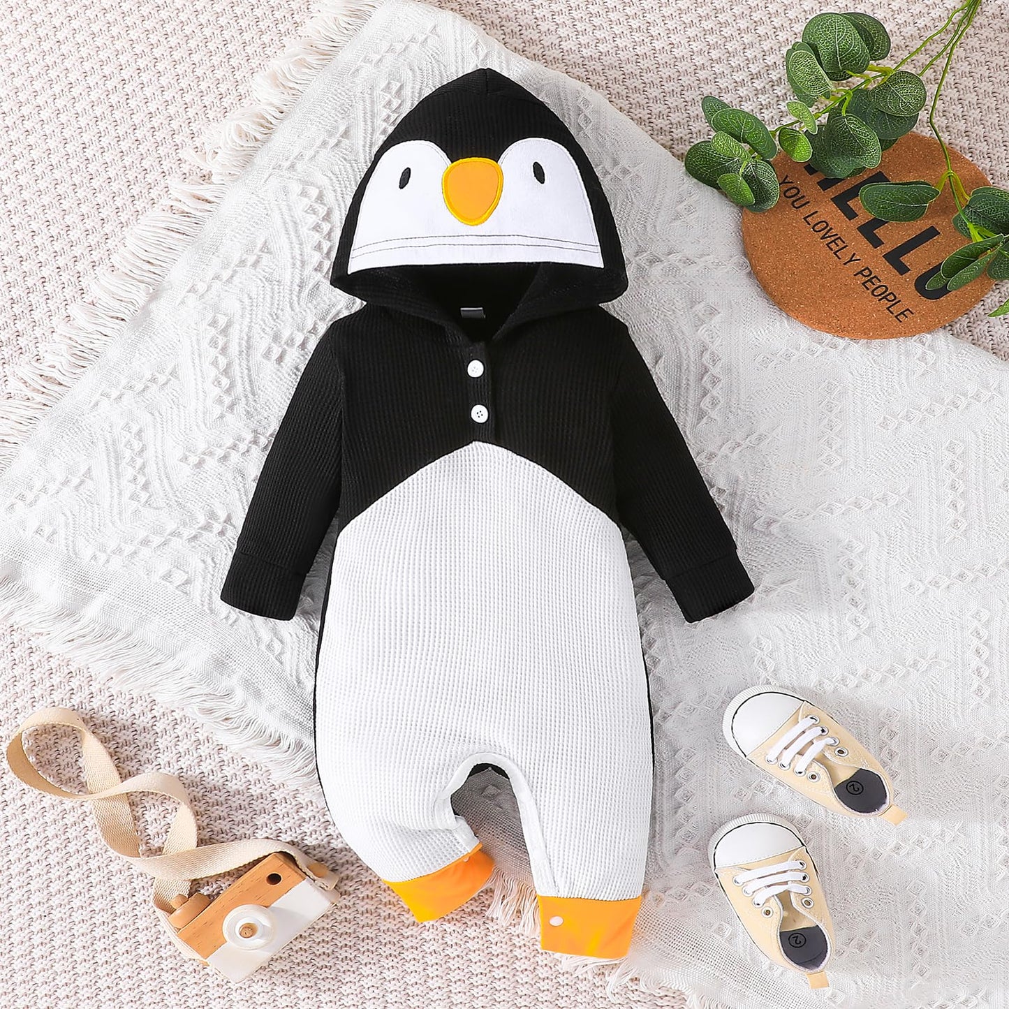 Gakizon Baby Boys Girls Outfit Baby Romper Hoodie Infant Baby Animal Outfit Penguin Costume