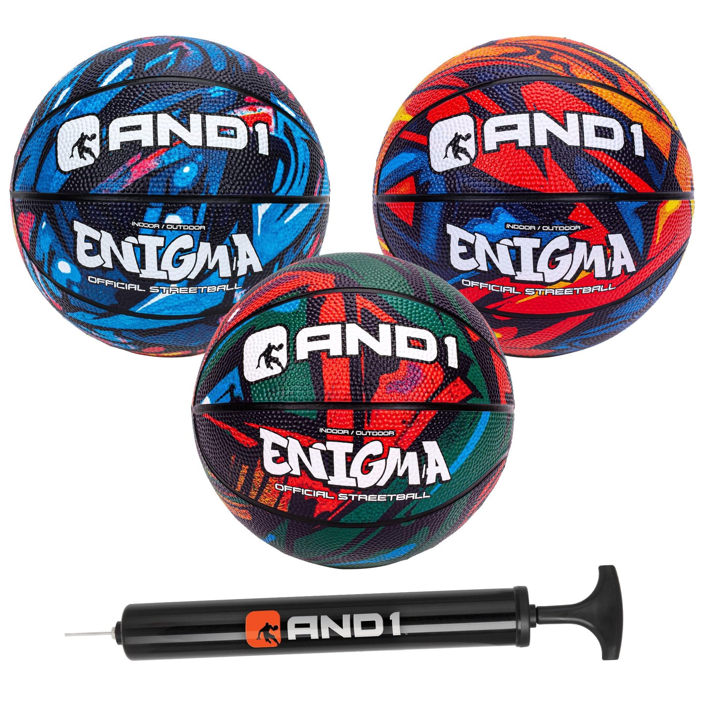 Mini Basketballs And1 3 Pack Set For Kids (Deflated W/Pump Included): - Size 3 7-Inch Premium Youth Size Basketballs, Easy To Grip, Made For Indoors And Outdoors