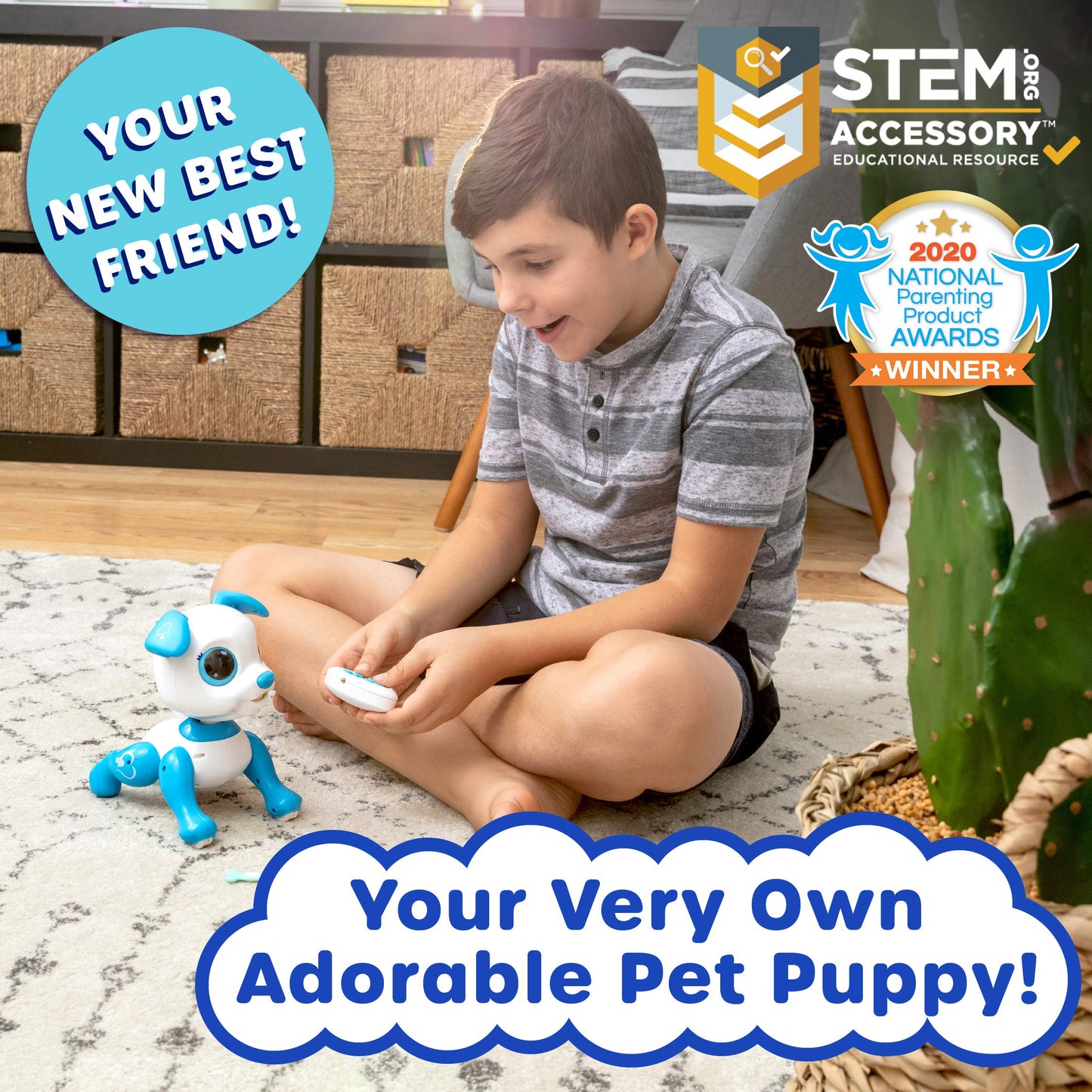 Robo Pets Robot Dog Toy For Girls And Boys - Remote Control Robot Toy Puppy With Leds, Sound Fx, Interactive Hand Motion Gestures, Stem Toy Program Treats, Dancing And Walking Rc Robot For Kids (Blue)