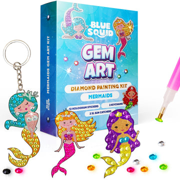 Blue Squid Diamond Painting Kits For Kids - Mermaids Diamond Art For Kids, 5D Gem Art Kits For Kids, Kids Arts & Crafts, Gift For Boys & Girls 5 6 7 8 9 10 11 12