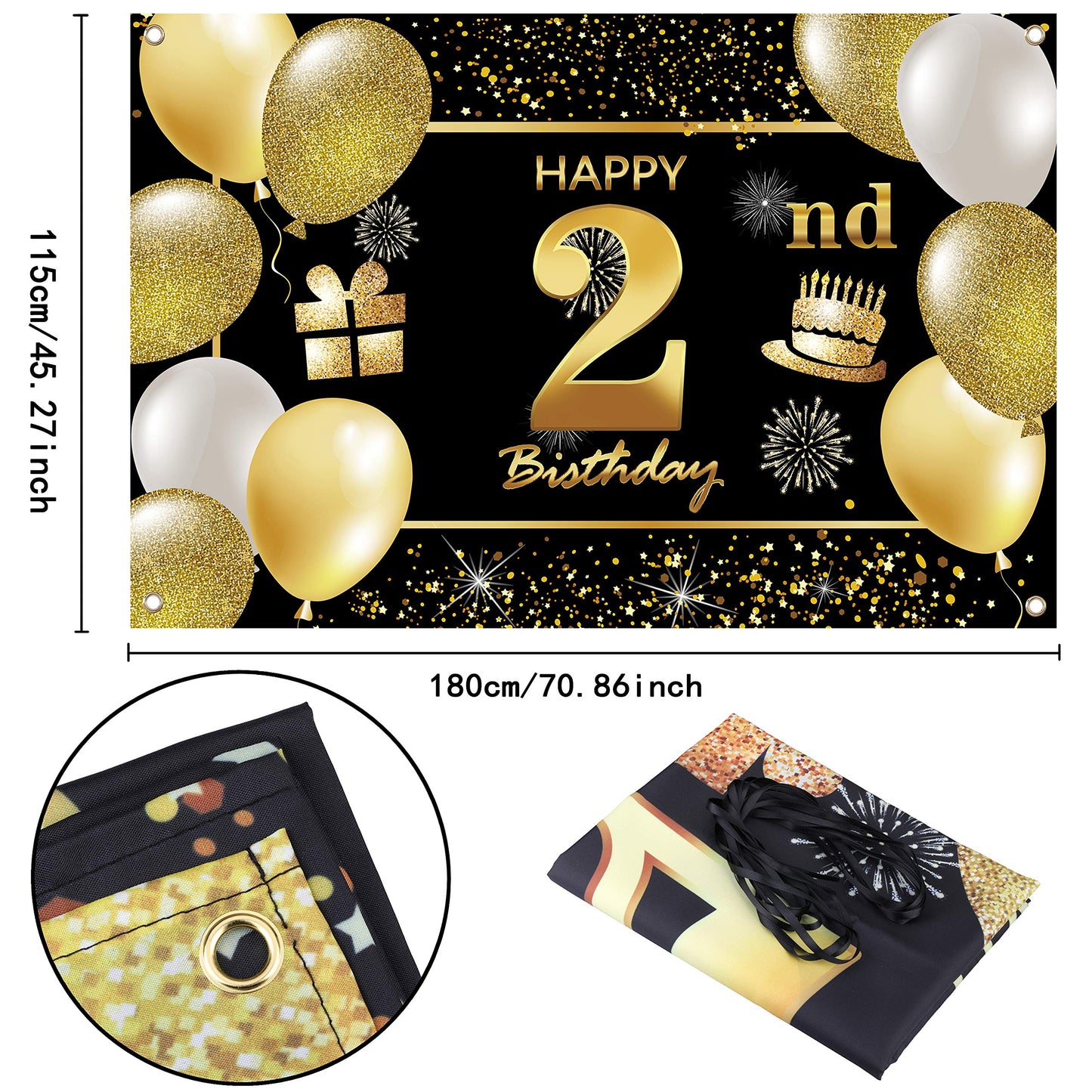 2Nd Happy Birthday Banner Birthday Decorations For Men Birthday Party Decorations Birthday Backdrop
