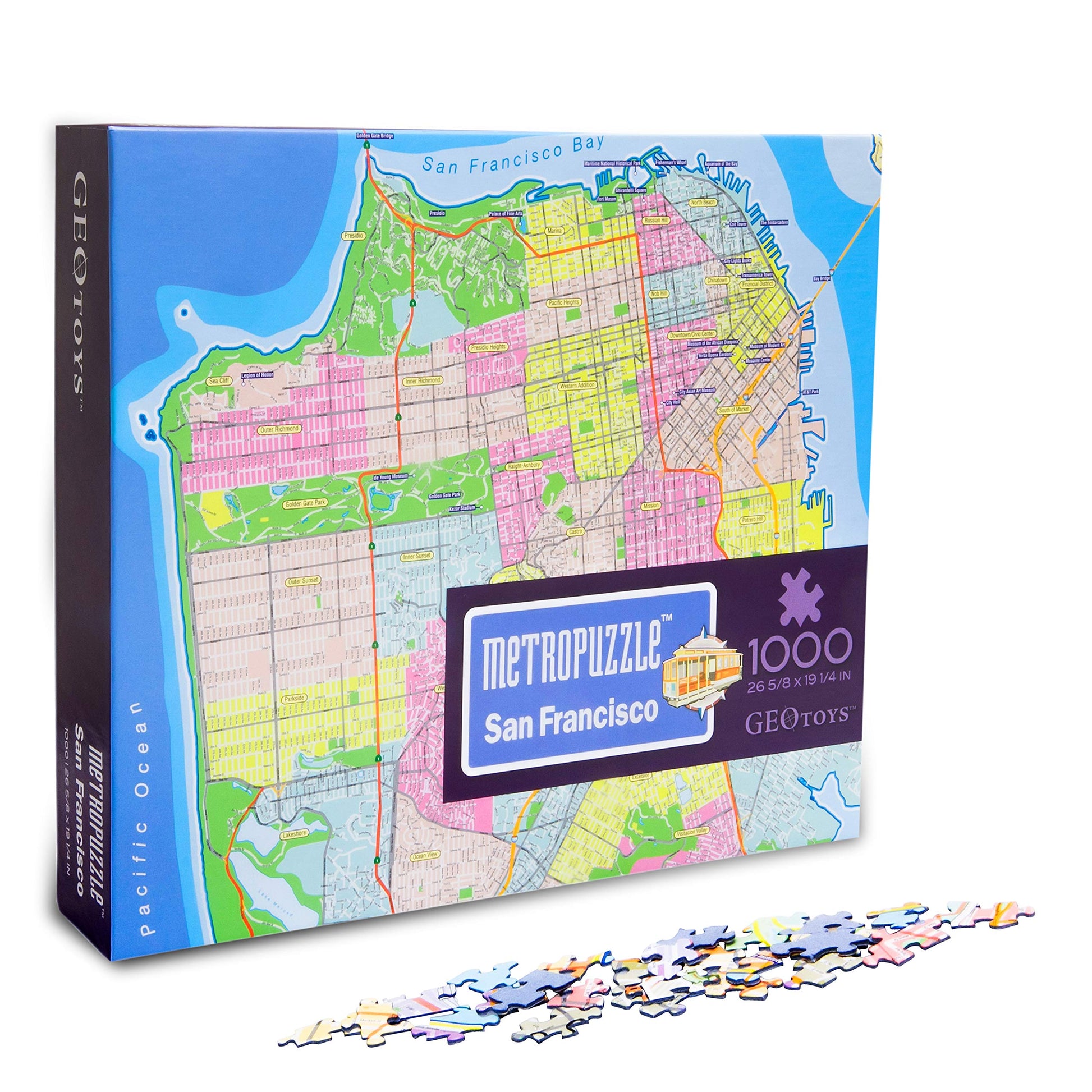 GeoToys Metropuzzle  San Francisco Jigsaw Puzzles 1000 Pieces  Detailed City Map Geography Puzzle  Challenging mature-themed Puzzle  Fun Puzzles for mature-themeds  Family Puzzles  US City Puzzle Map Poster Included