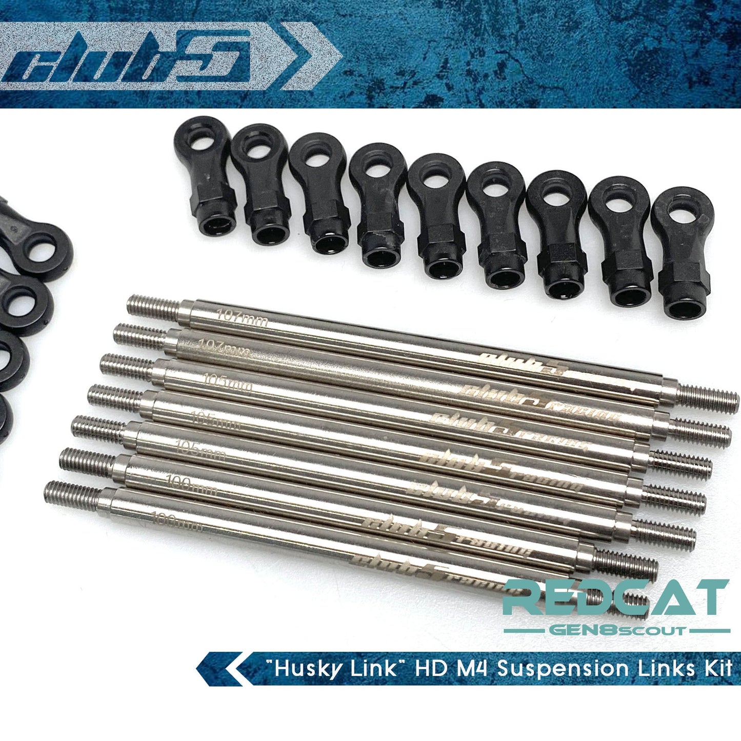 Club 5 ''Husky Link HD M4 Suspension Links Kit for Redcat GEN8 (6mm Stainless Steel)