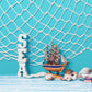 6 Pack Fish Net Decorative And Tablecloth Set, Cotton Fishnet And Plastic Table Cover Decorations Set For Nautical Themed Party