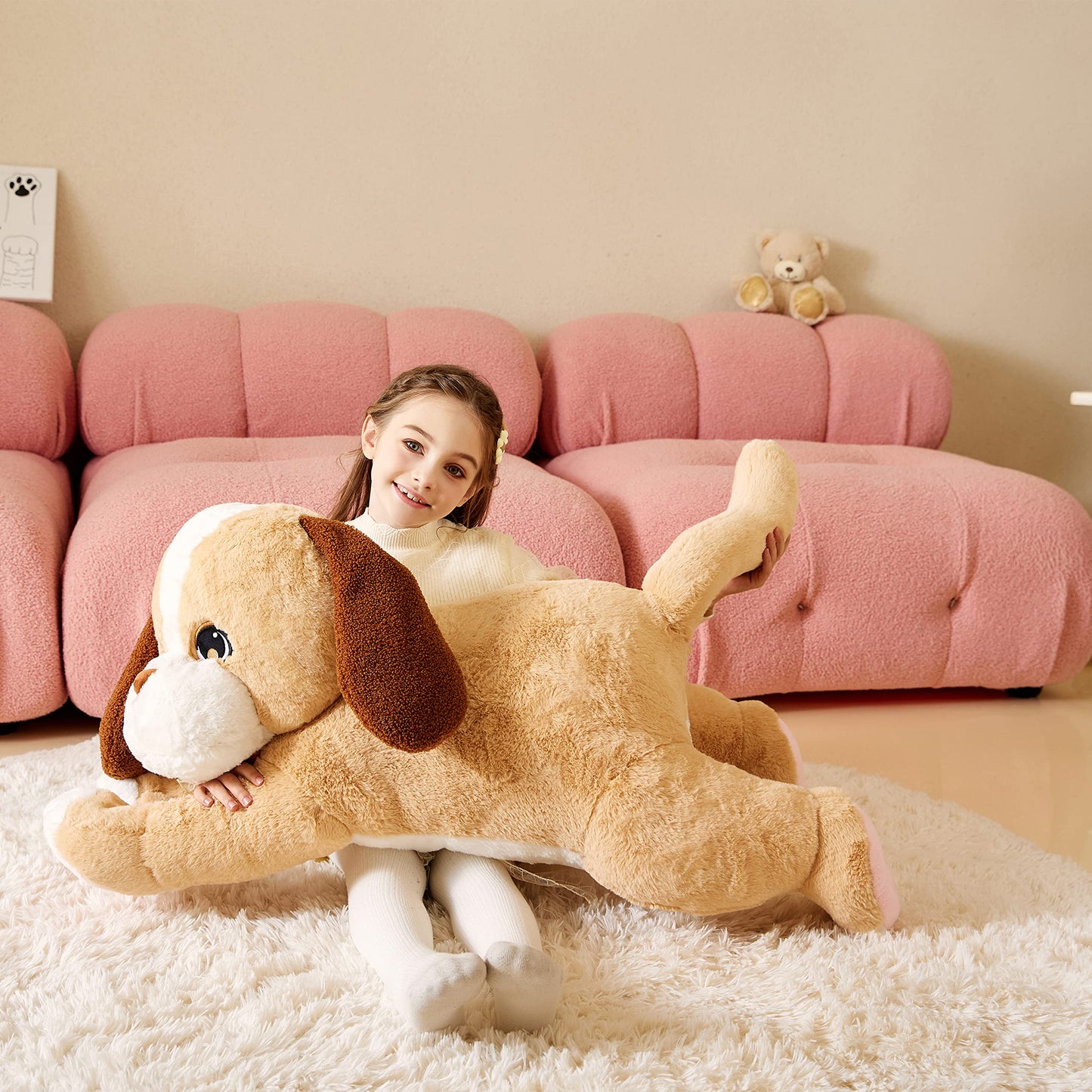 Tumyay Giant Labrador Dog Stuffed Animal Plush Soft Toy,Large Yellow Puppy Toys Jumbo 30'' Cute Big Size Huge Plushie,Birthday G