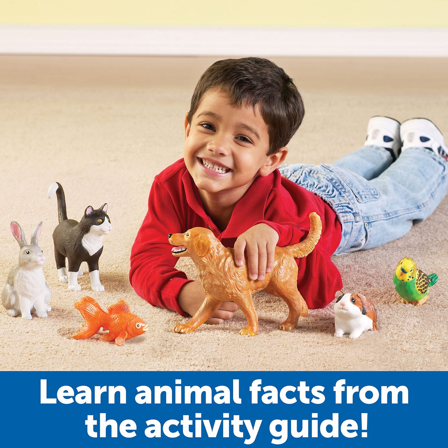 Learning Resources Jumbo Domestic Pets Set - 6 Multi-color Plastic Toys, Ages 2+, Model LER0688, Ideal for Preschool Learning
