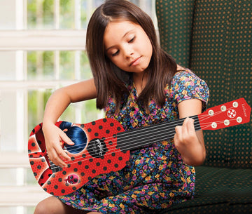 Lexibook K200Mi Tales Of Ladybug & Cat Noir Miraculous Ladybug My First Guitar For Children, 6 Nylon Strings, 21 Long, Guide Inc