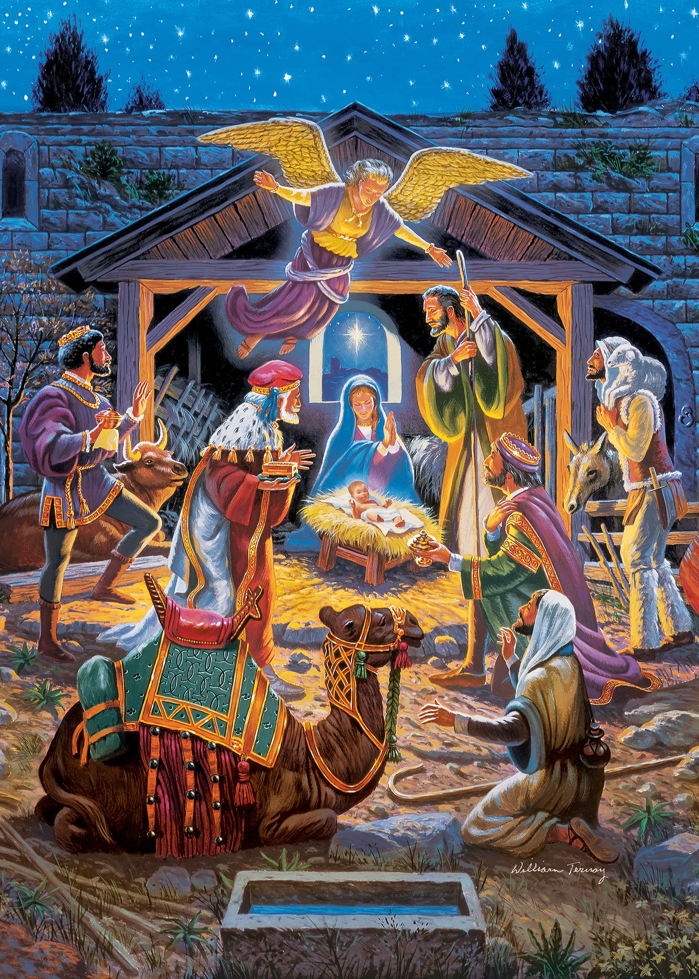 Masterpieces 500 Piece Glitter Christmas Jigsaw Puzzle - Holy Night - 15''X21''