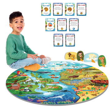 Jumbo 70 Piece Round Floor Puzzles For Kids Ages 3-5, 6-8, Large Jigsaw Puzzle With Solar System And Planets, Educational Flash