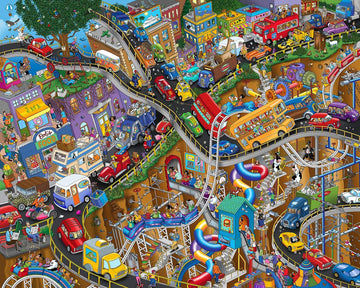 Springbok - Getting Away - 1000 Piece Jigsaw Puzzle- Cartoon Illustration Of Transportation To Challenge Your Brain