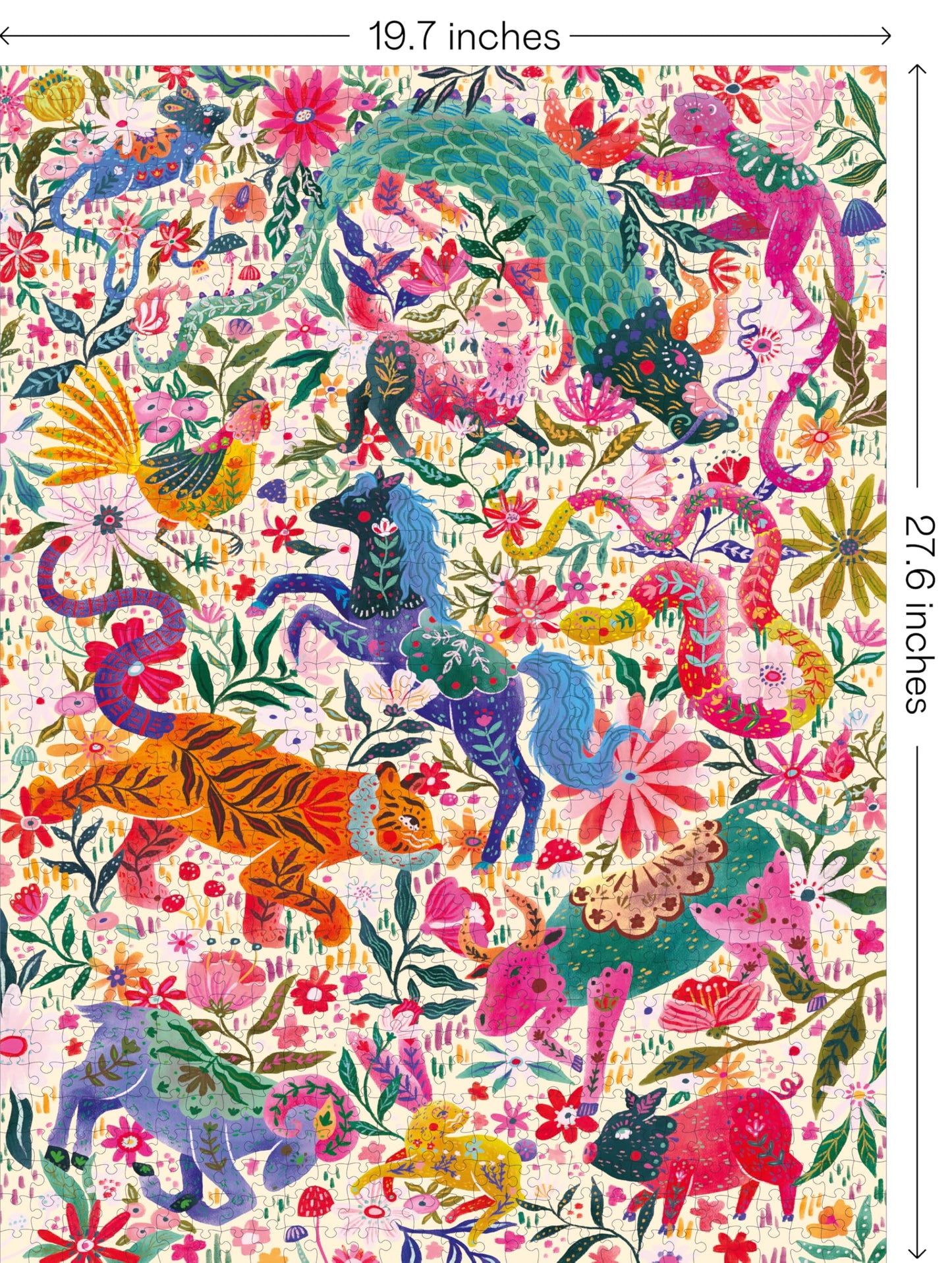 Elena Essex 1000 Piece Jigsaw Puzzle - Zodiac Animals, 20x28 inches, Dragon, Tiger, Horse, Cat Design for Adults
